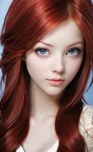 AI girl with red hair wallpaper