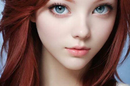 AI girl with red hair wallpaper