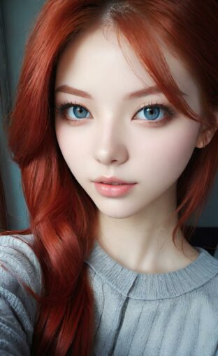 AI girl with red hair wallpaper
