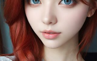 AI girl with red hair wallpaper