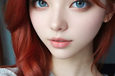 AI girl with red hair wallpaper