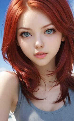 AI girl with red hair wallpaper