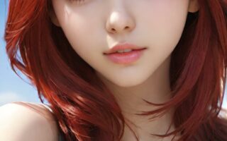 AI girl with red hair wallpaper