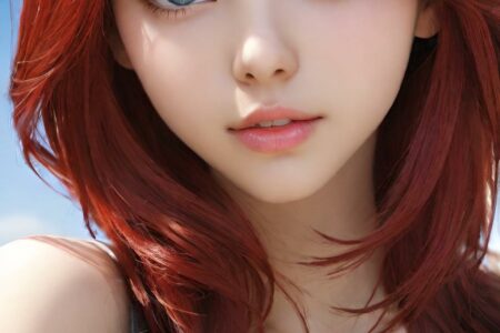 AI girl with red hair wallpaper