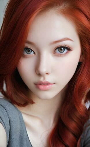 AI girl with red hair wallpaper