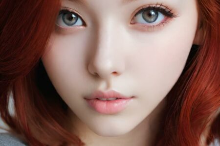 AI girl with red hair wallpaper