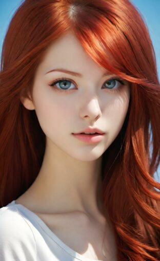 AI girl with red hair wallpaper