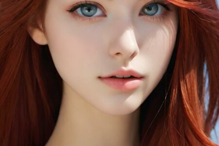 AI girl with red hair wallpaper