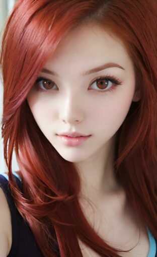AI girl with red hair wallpaper