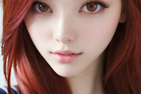 AI girl with red hair wallpaper