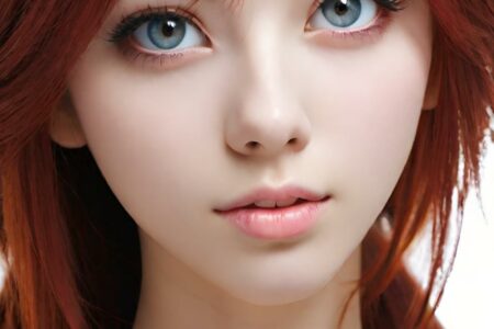 AI girl with red hair wallpaper