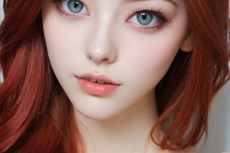 AI girl with red hair wallpaper