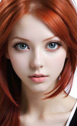 AI girl with red hair wallpaper