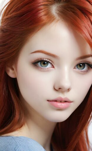 AI girl with red hair wallpaper