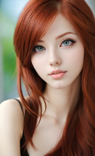 AI girl with red hair wallpaper