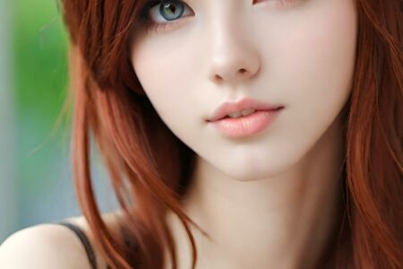 AI girl with red hair wallpaper