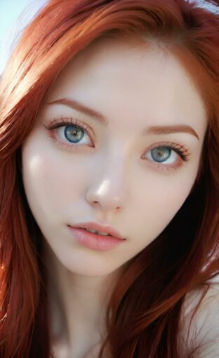 AI girl with red hair wallpaper