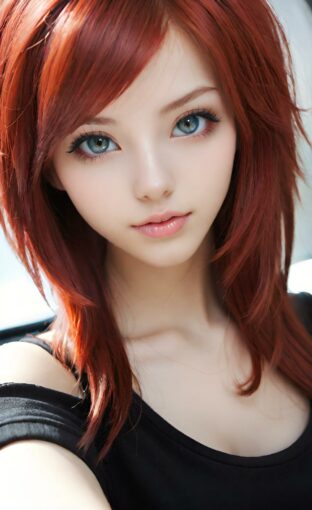 AI girl with red hair wallpaper