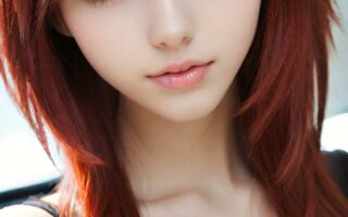 AI girl with red hair wallpaper