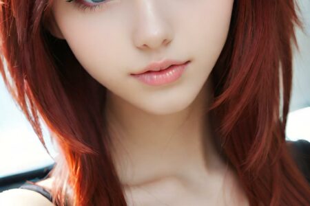 AI girl with red hair wallpaper