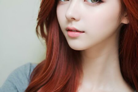 AI girl with red hair wallpaper