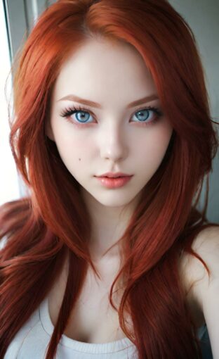 AI girl with red hair wallpaper