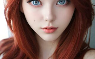 AI girl with red hair wallpaper