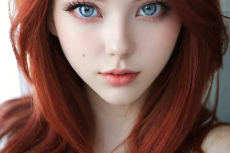AI girl with red hair wallpaper