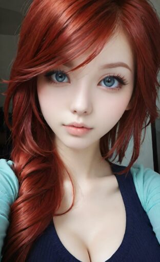 AI girl with red hair wallpaper