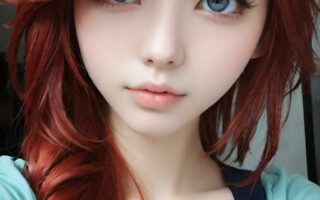 AI girl with red hair wallpaper