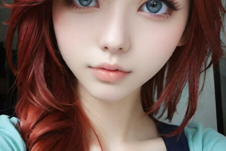 AI girl with red hair wallpaper