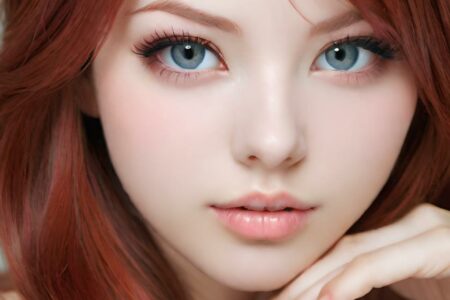 AI girl with red hair wallpaper
