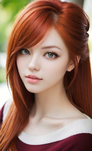 AI girl with red hair wallpaper