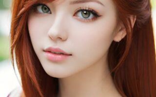 AI girl with red hair wallpaper