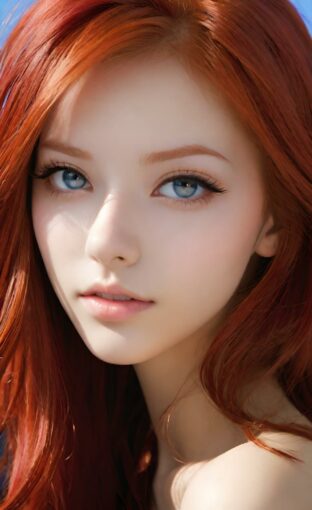 AI girl with red hair wallpaper