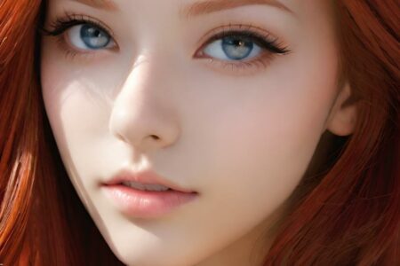 AI girl with red hair wallpaper