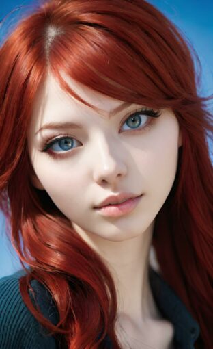 AI girl with red hair wallpaper