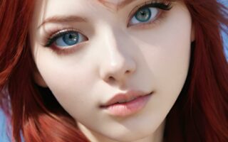 AI girl with red hair wallpaper