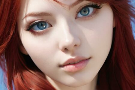 AI girl with red hair wallpaper