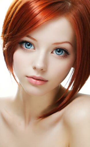 AI girl with red hair wallpaper