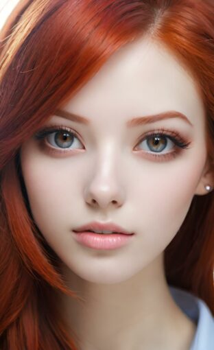 AI girl with red hair wallpaper