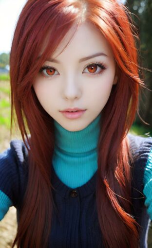 AI girl with red hair wallpaper