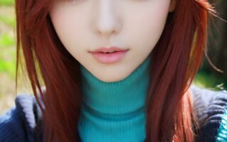 AI girl with red hair wallpaper