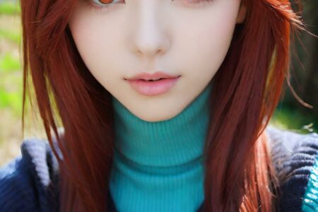 AI girl with red hair wallpaper
