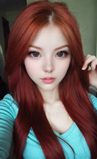 AI girl with red hair wallpaper