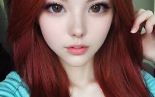 AI girl with red hair wallpaper