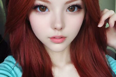 AI girl with red hair wallpaper