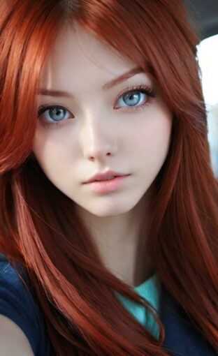 AI girl with red hair wallpaper