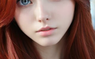 AI girl with red hair wallpaper