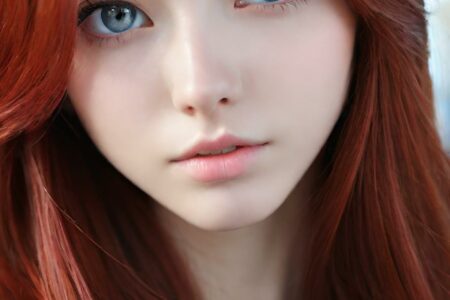 AI girl with red hair wallpaper